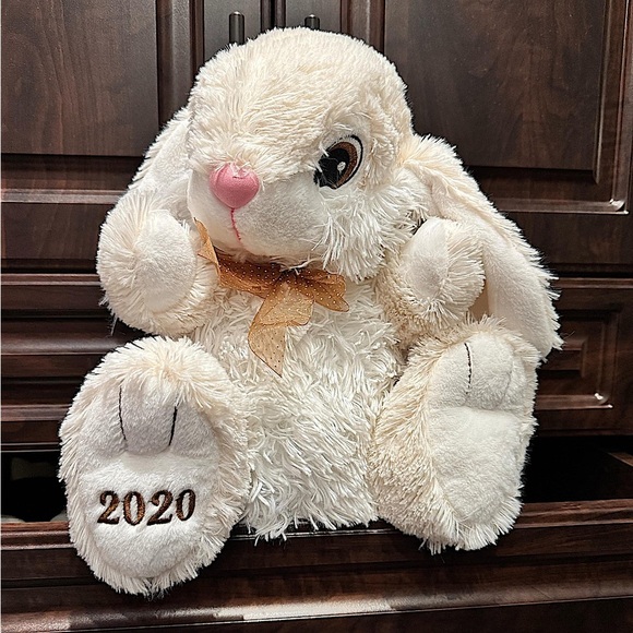 Cream Plush Bunny with Pink Nose - Picture 1 of 3